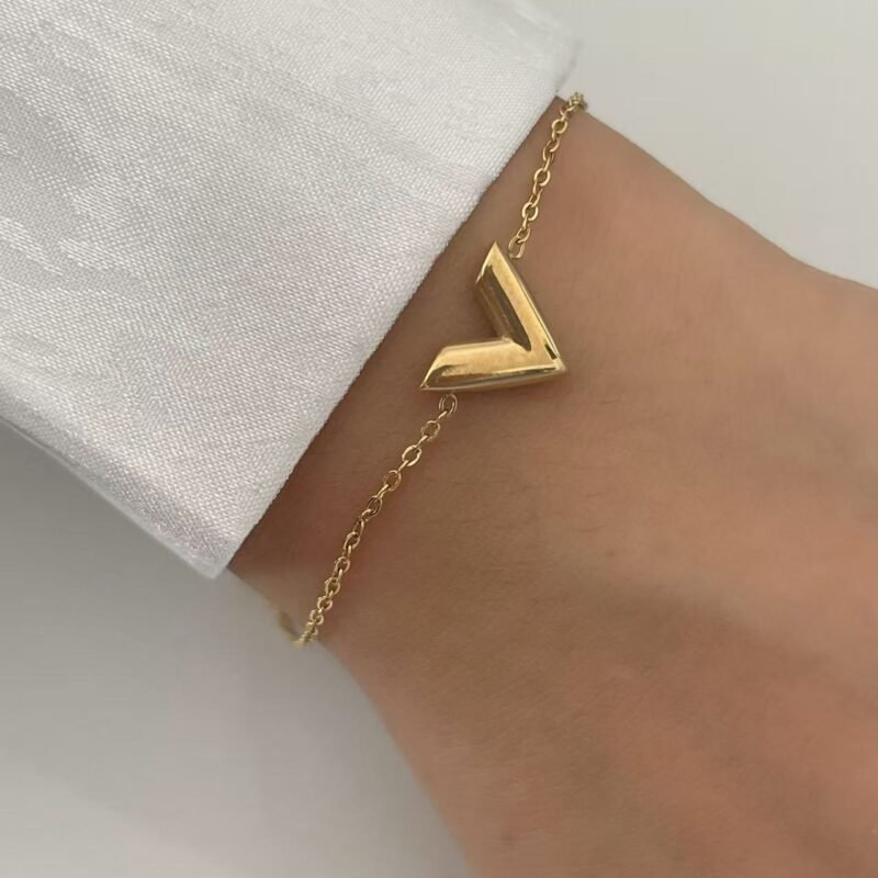 Gold V Charm Bracelet