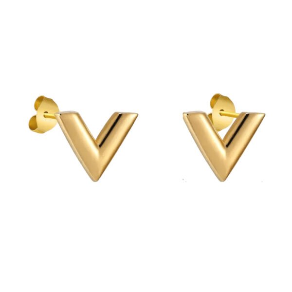Gold V Stud Earrings