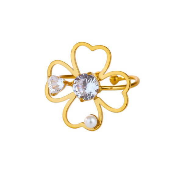 Heart Clover Open Ring