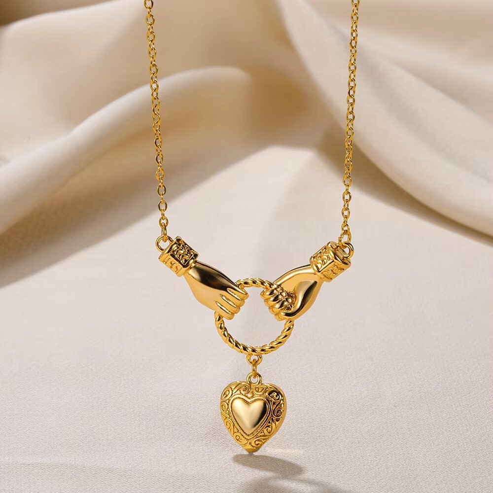 Holding Hands Heart Necklace - Image 4
