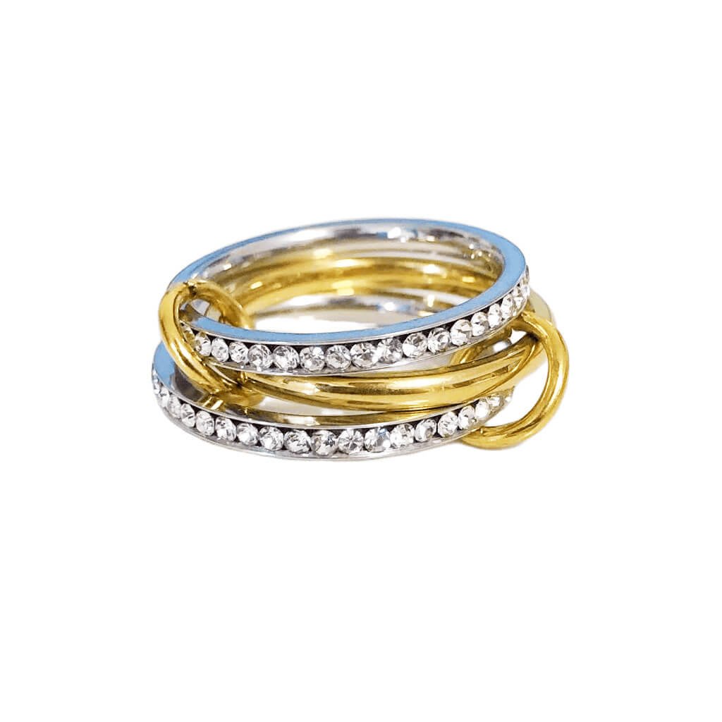 Interlocked Trinity Stack Ring Set