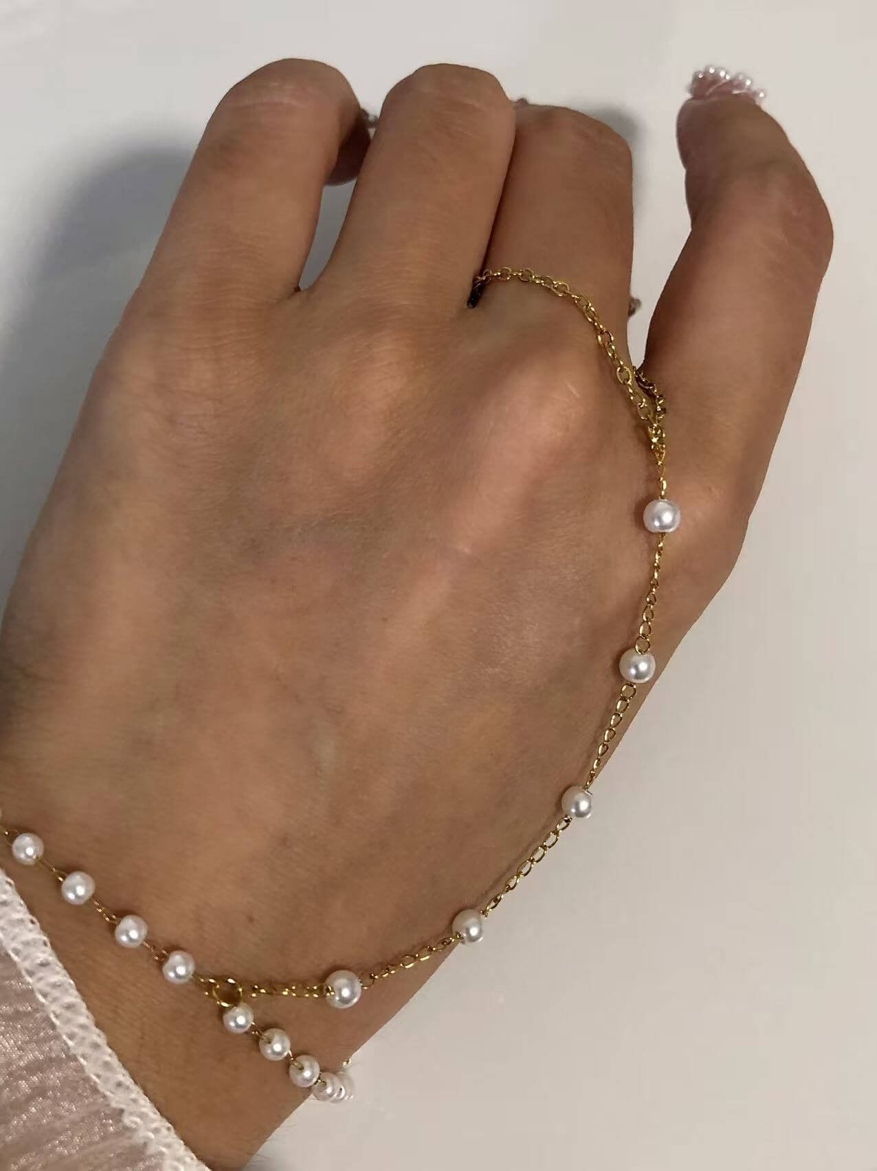 Pearl Hand Chain Bracelet - Image 3