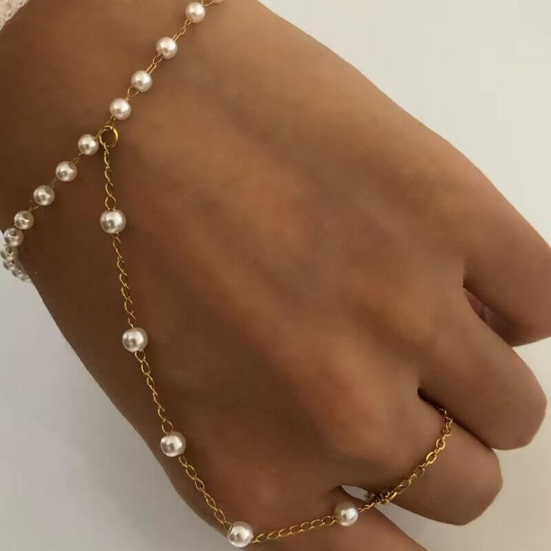 Pearl Hand Chain Bracelet