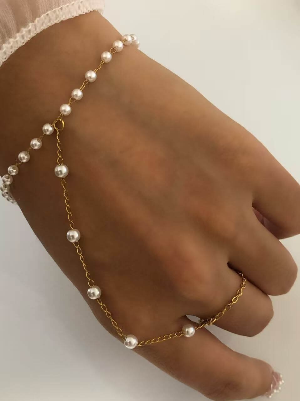Pearl Hand Chain Bracelet - Image 2