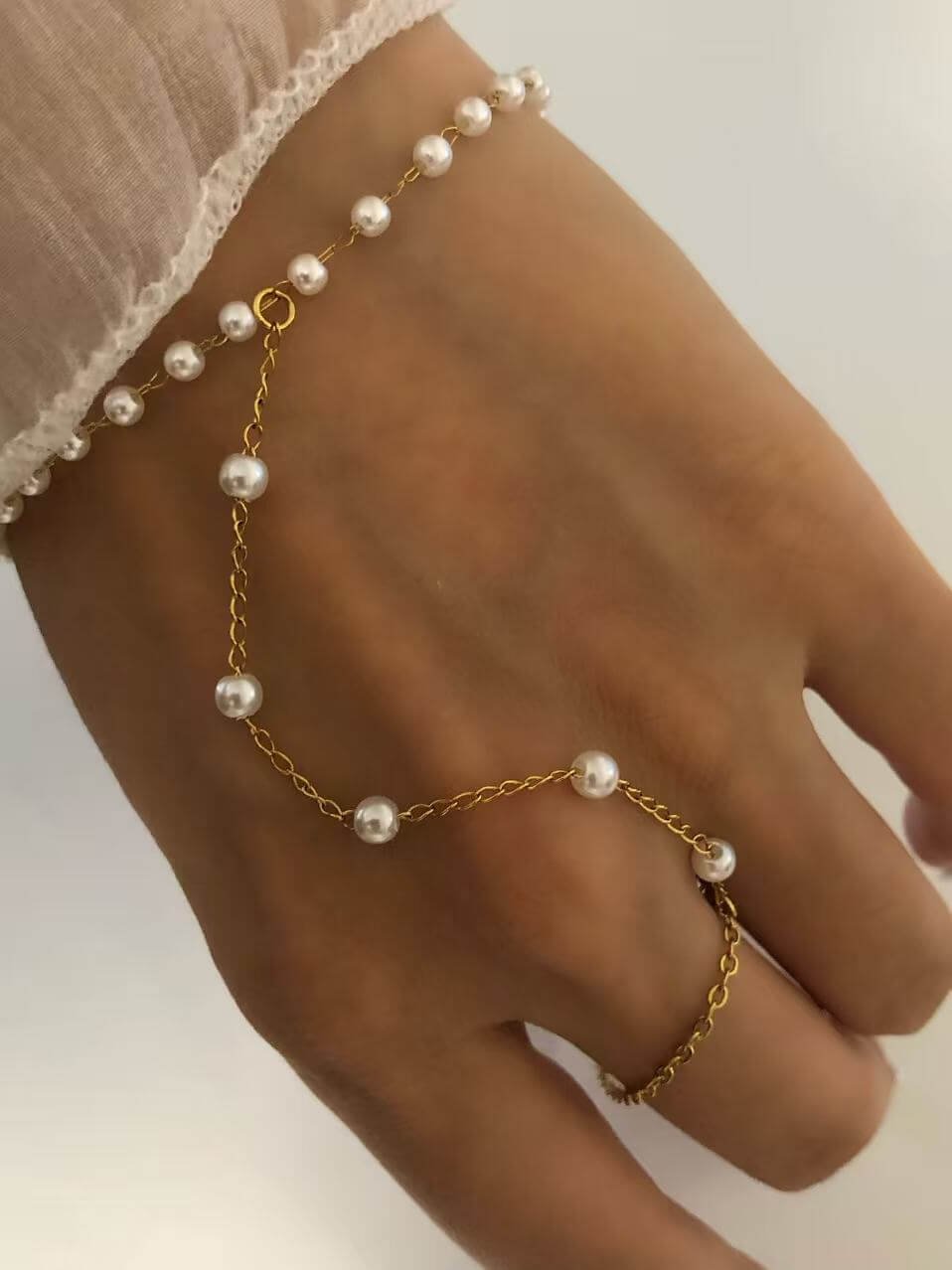 Pearl Hand Chain Bracelet - Image 4