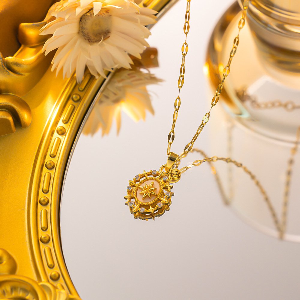 Polaris Compass Star Zircon Gold Necklace - Image 3