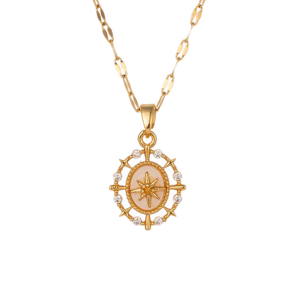 Polaris Compass Star Zircon Gold Necklace