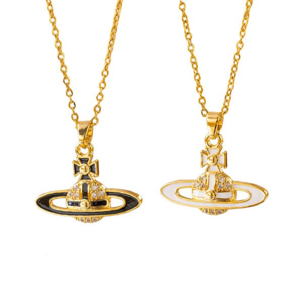 Saturn Orb CZ Pendant Necklace