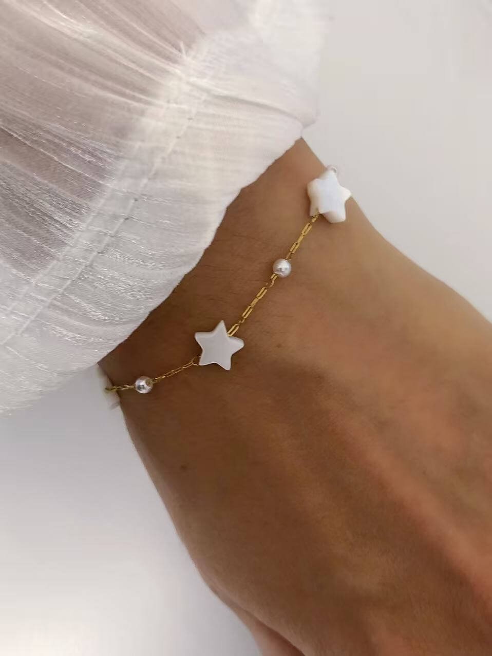 White Star Pearl Charm Bracelet - Image 3