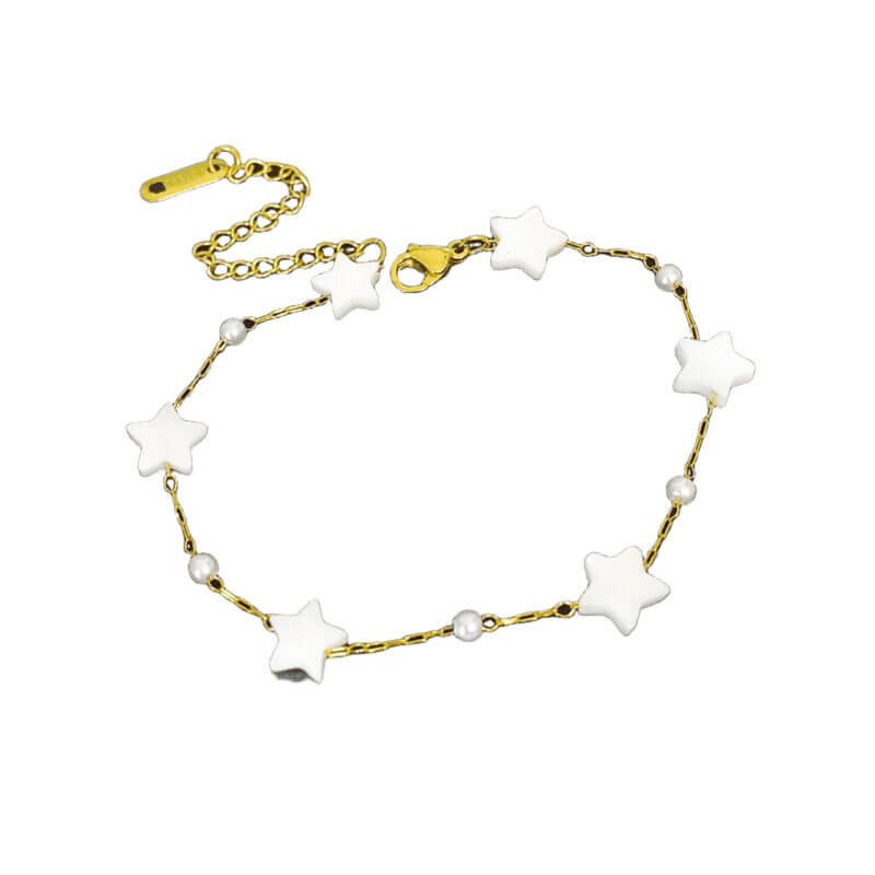 White Star Pearl Charm Bracelet