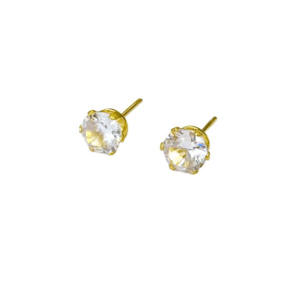 CZ Diamond Stud Earrings Gold