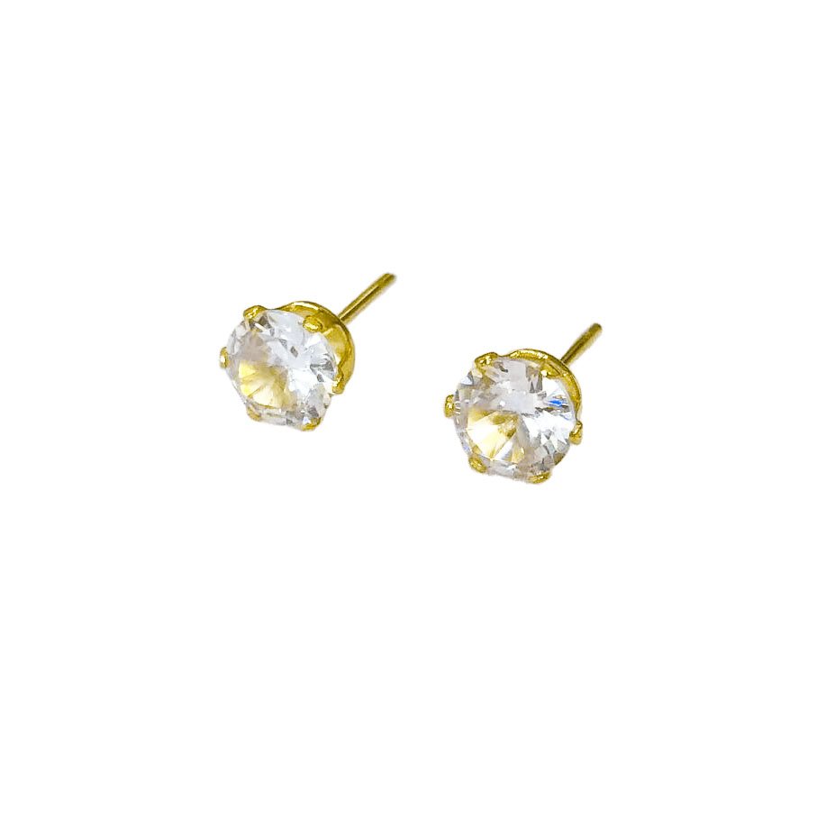 CZ Diamond Stud Earrings Gold