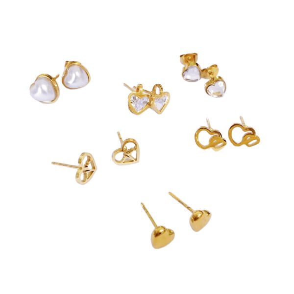 Amora Heart Stud Earrings Set Heart Frame Zircon Studs