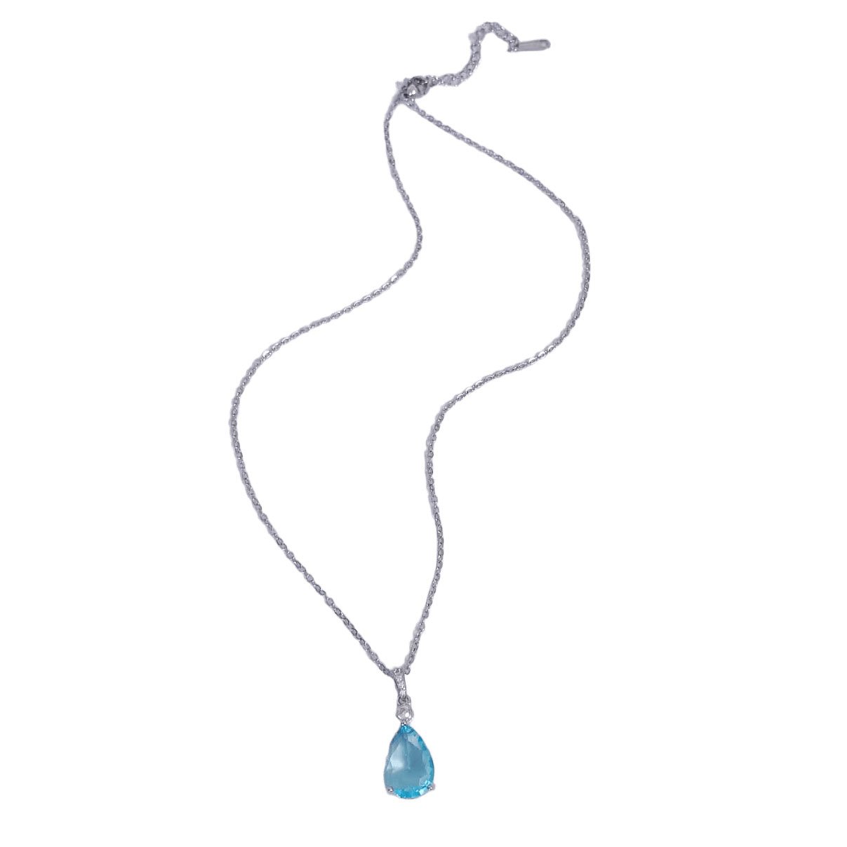 Aqua Teardrop Pendant Necklace