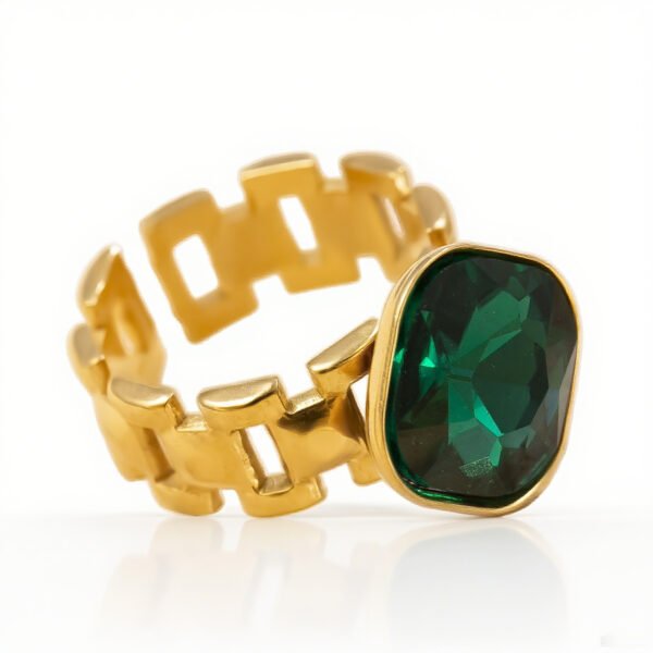 Chain Link Emerald Ring