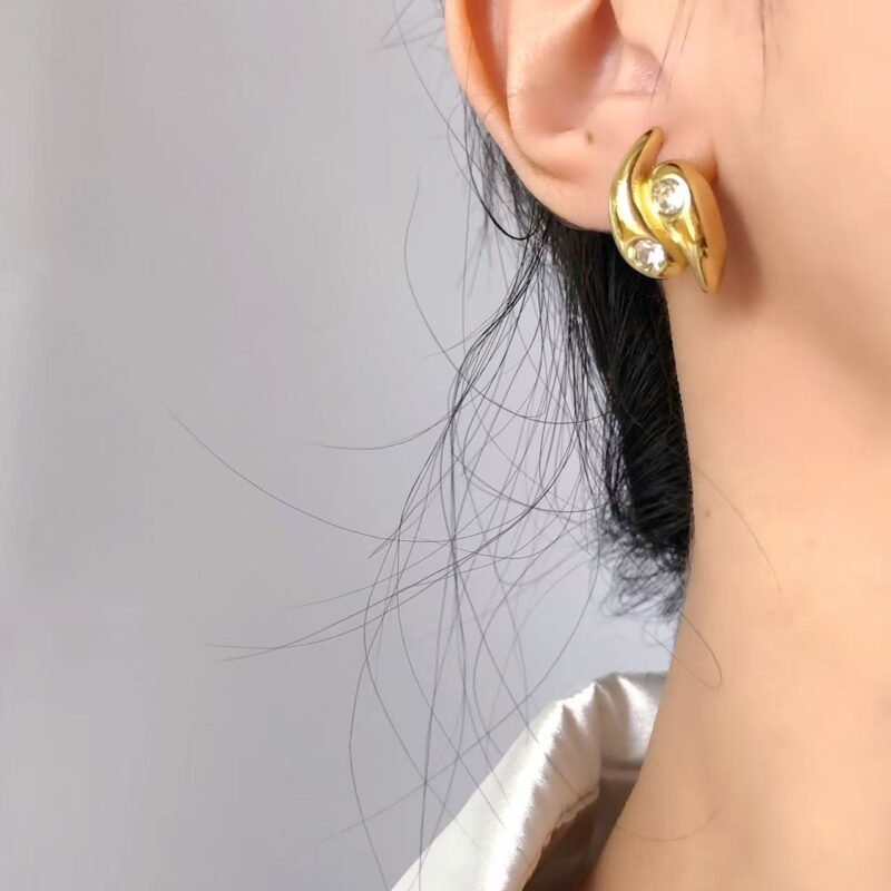 Chunky Twist Zircon Stud Earrings