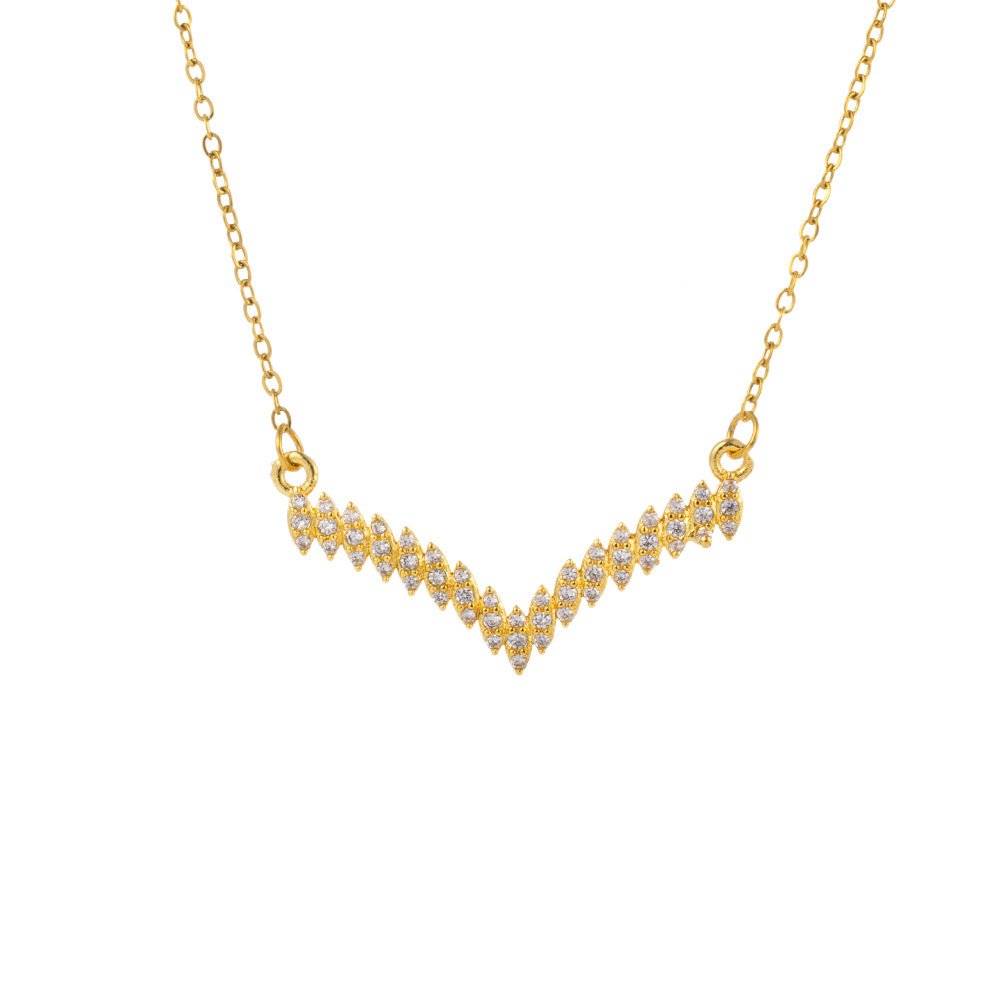 Curved CZ Bar Necklace