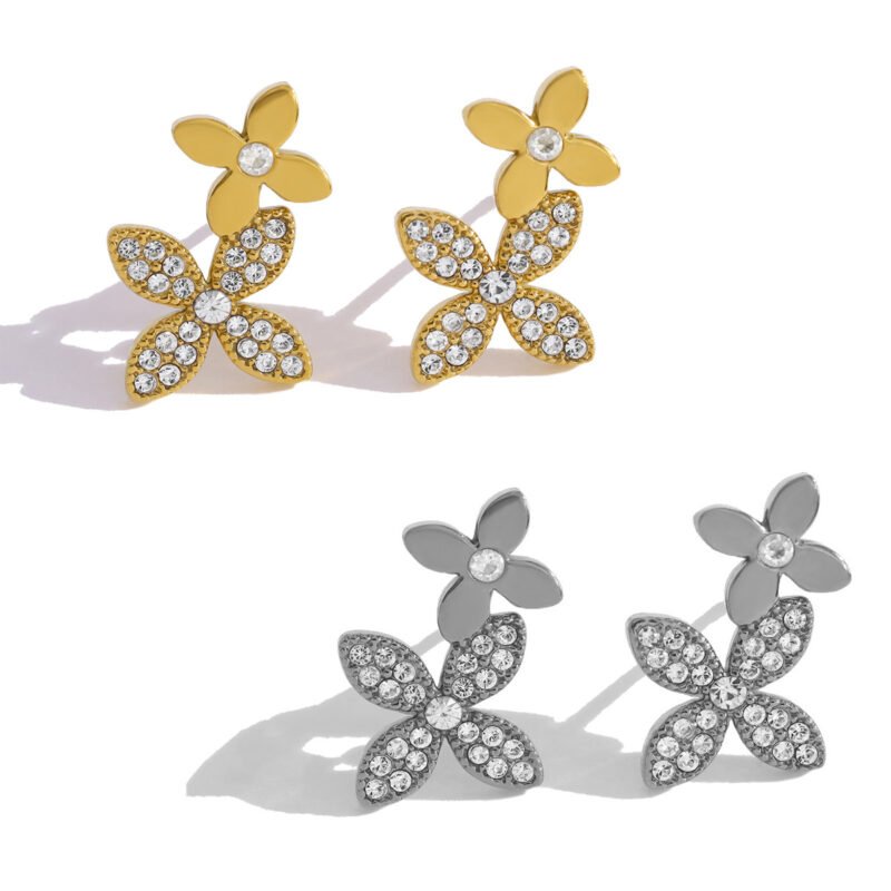 Dual Clover Zircon Studs