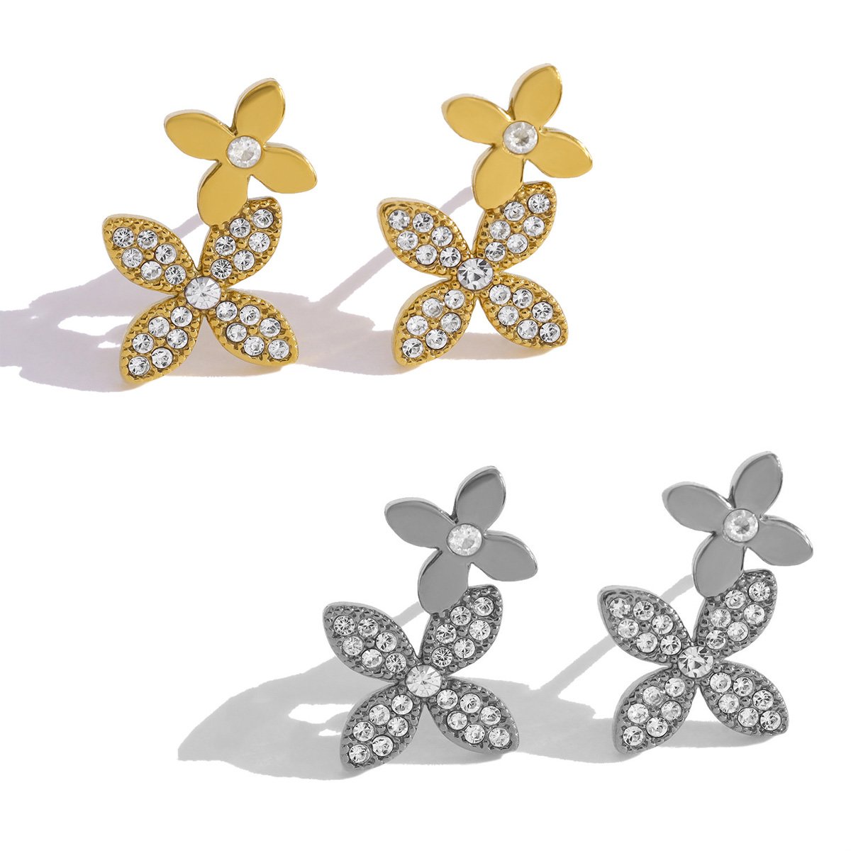 Dual Clover Zircon Studs