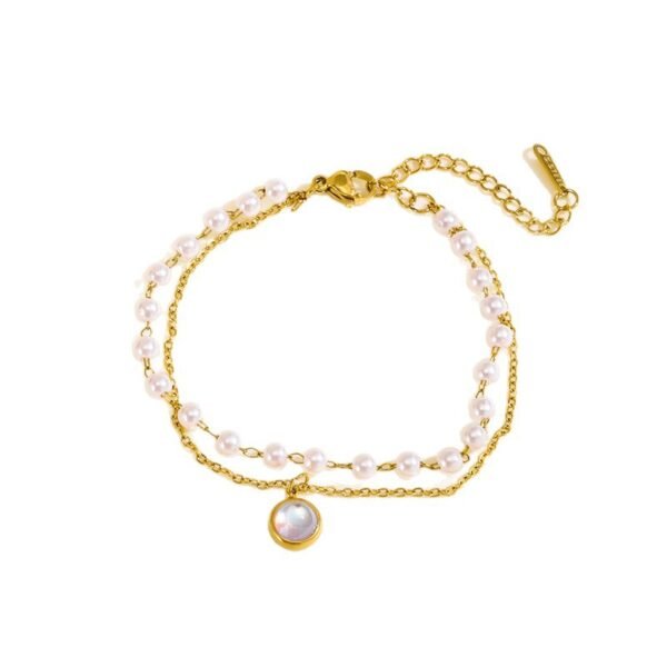 Dual Strand Pearl Moonstone Bracelet