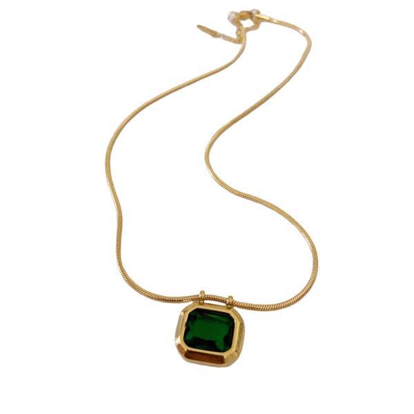 Emerald Cushion Cut Pendant Necklace