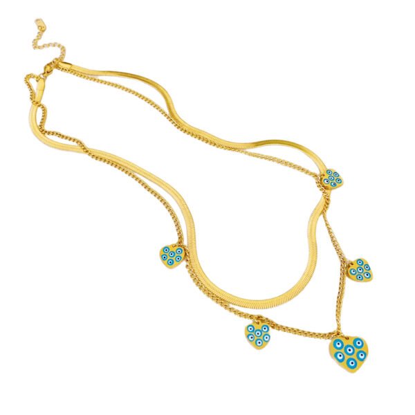 Evil Eye Heart Layered Necklace
