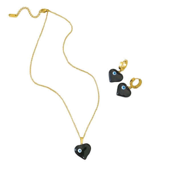 Evil Eye Heart Necklace & Earring Set