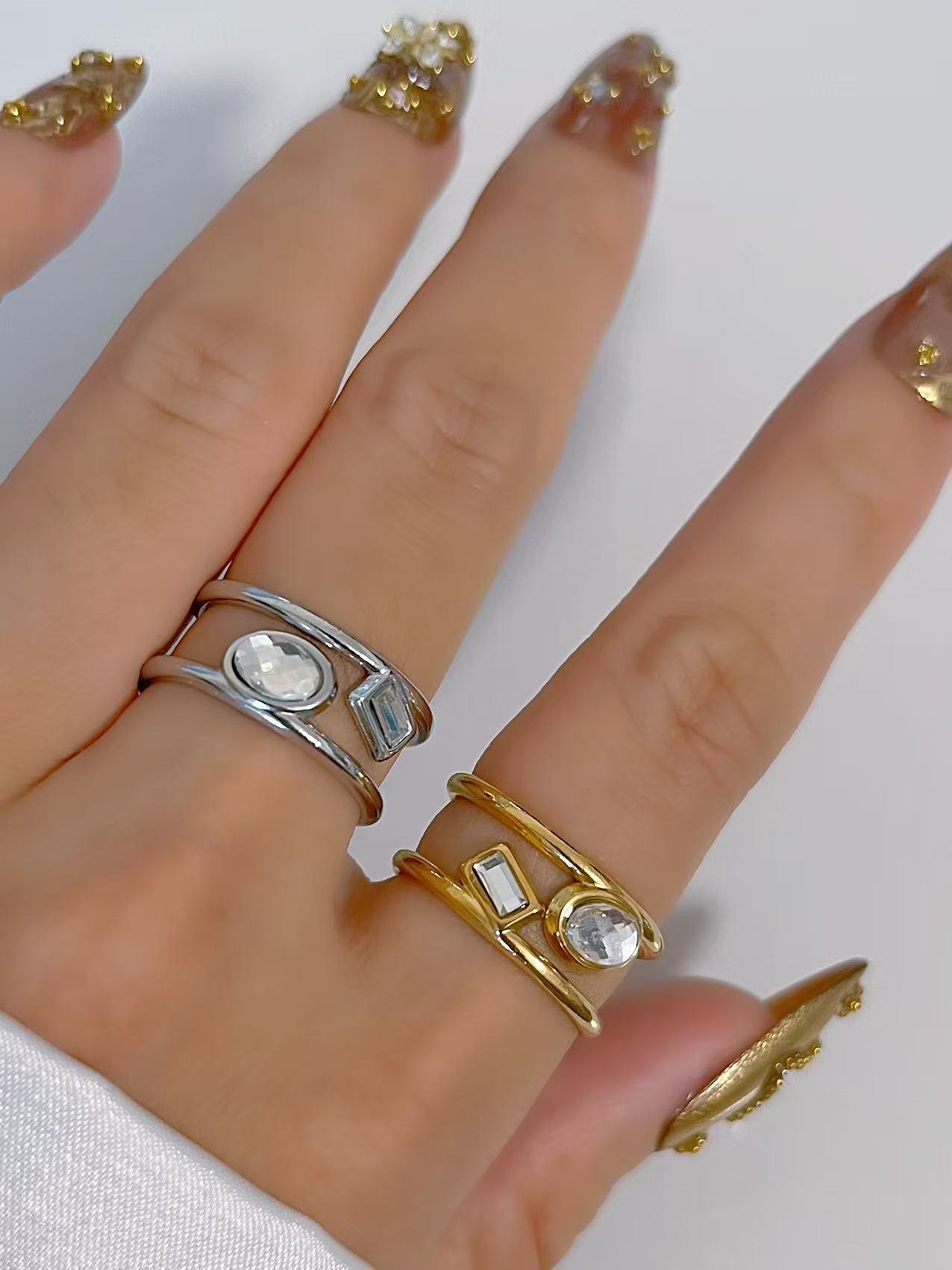 Flowing Crystal Wave Ring - Image 3