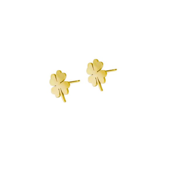 Four Leaf Clover Stud Earrings Gold