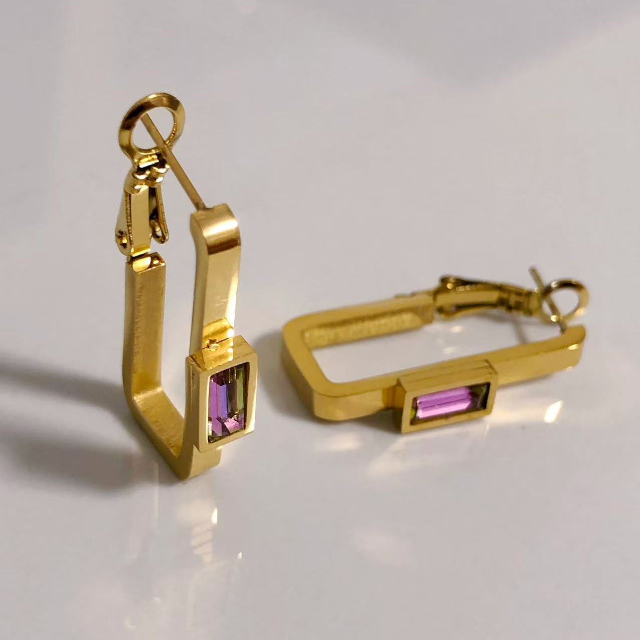 Geometric Rectangle Hoop Earrings - Image 4