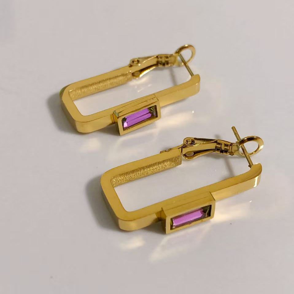Geometric Rectangle Hoop Earrings - Image 3