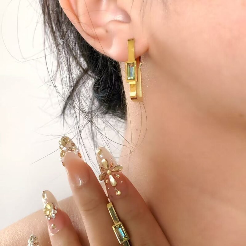 Geometric Rectangle Hoop Earrings