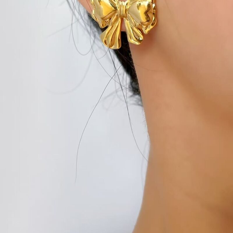 Golden Bow Bliss Stud Earrings