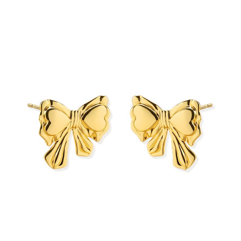 Golden Bow Bliss Stud Earrings