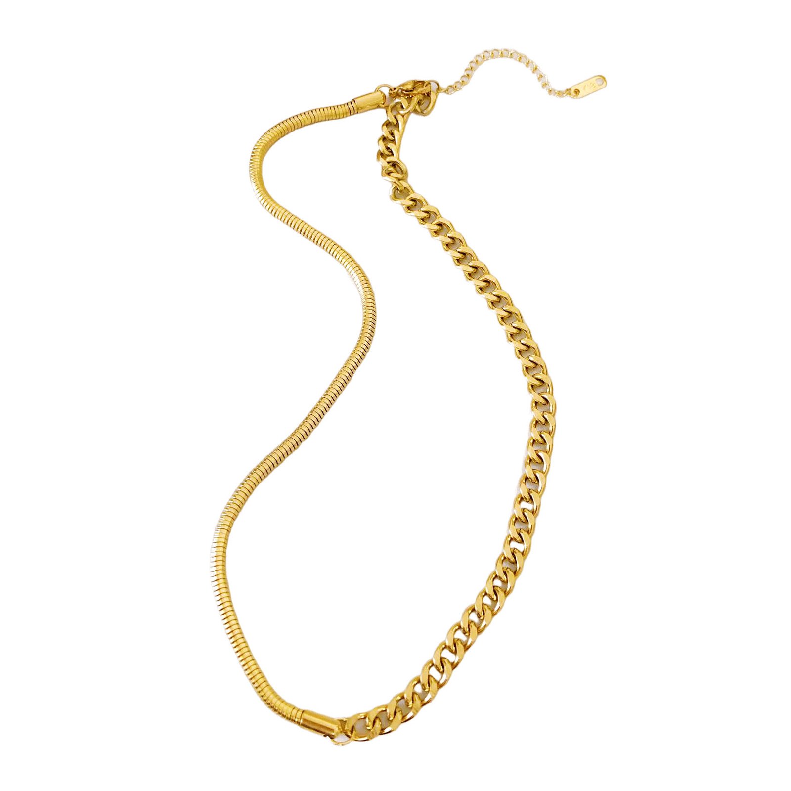 Half Snake Half Curb Chain Necklace
