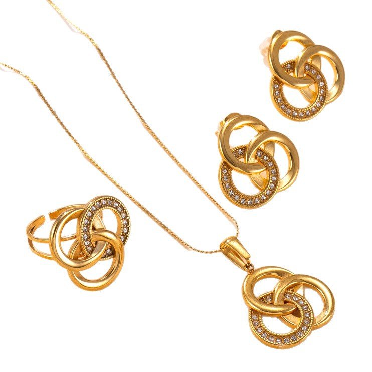 Interlocking Circles CZ Jewelry Set
