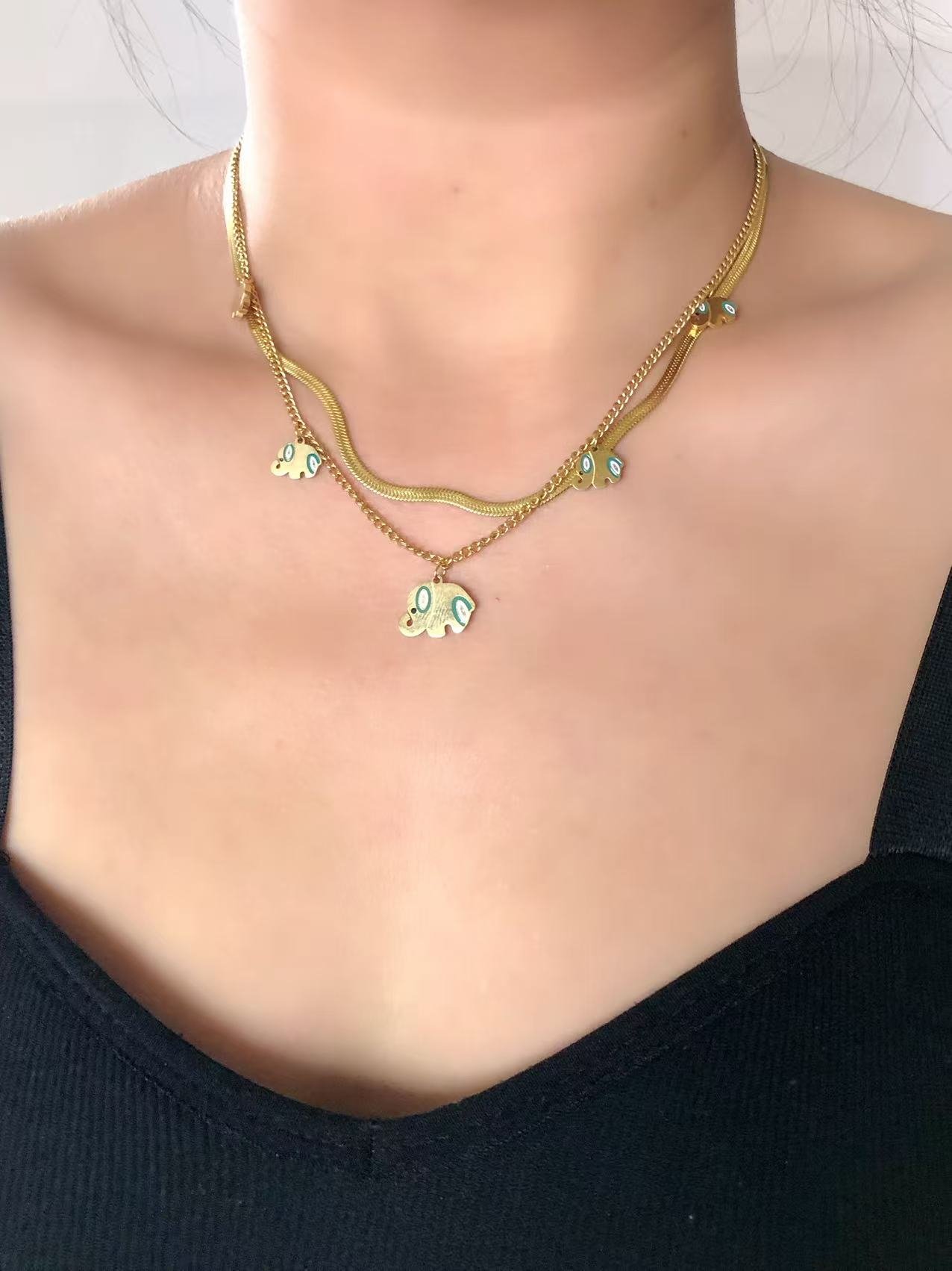 Lucky Elephant Layered Necklace - Image 2