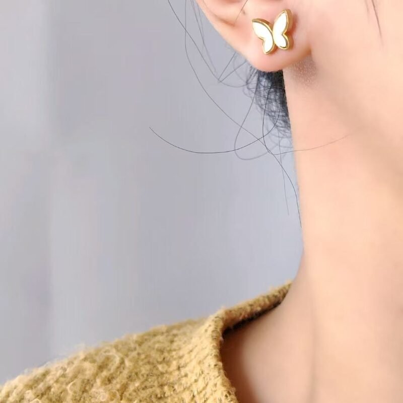 Mother of Pearl Butterfly Stud Earrings