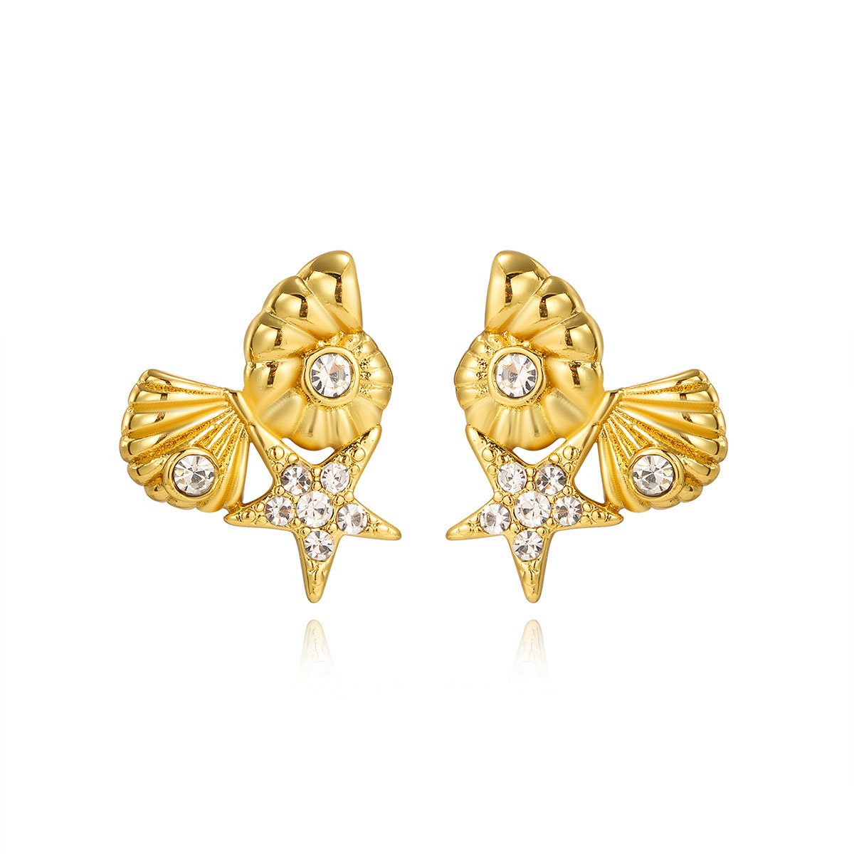 Ocean Treasure Seashell Zircon Stud Earrings