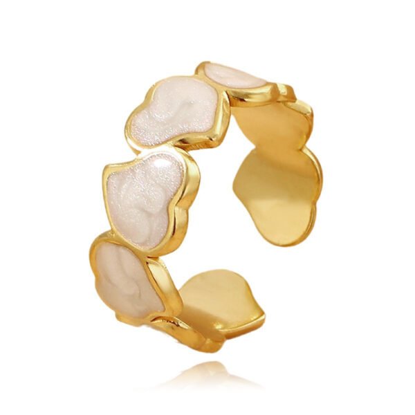 Pearlized Heart Enamel Cuff Ring