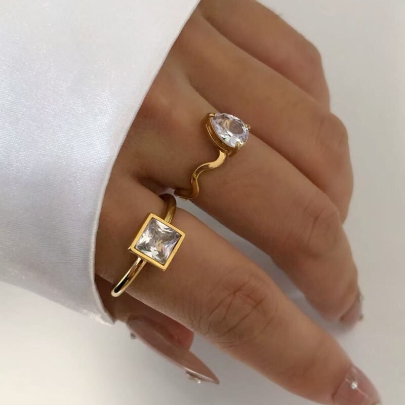Square CZ Open Ring
