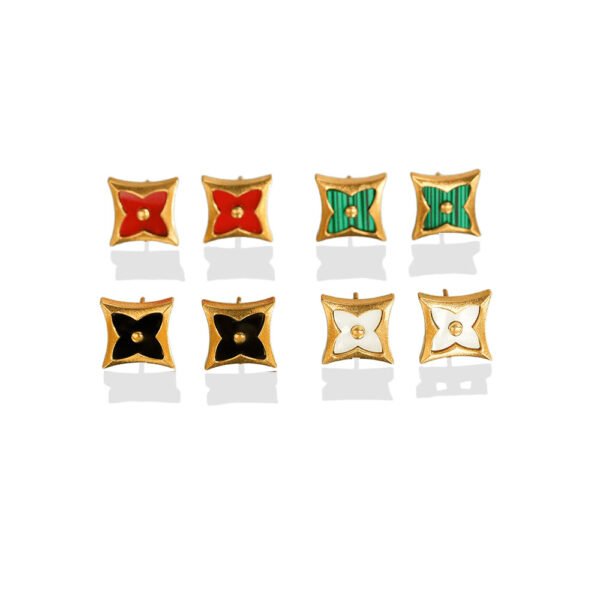 Star Clover Bezel Stud Earrings