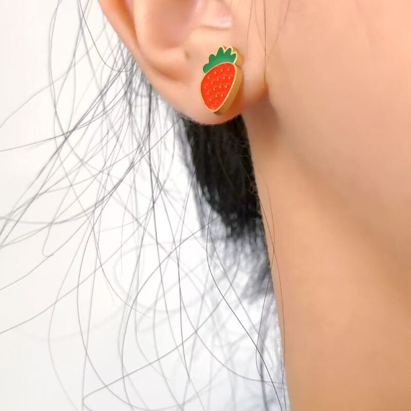Strawberry Enamel Stud Earrings
