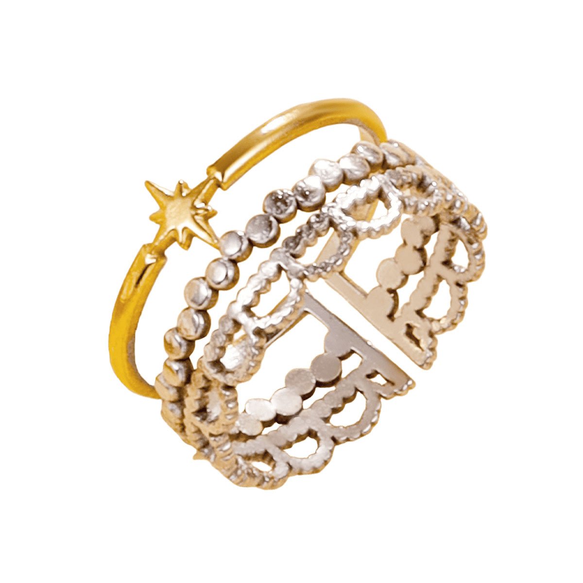 Sunlace Burst Mixed Metal Ring