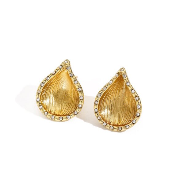 Textured Leaf Zircon Halo Stud Earrings