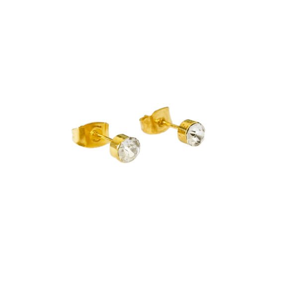 Tiny Bezel Set Zircon Stud Earrings Gold
