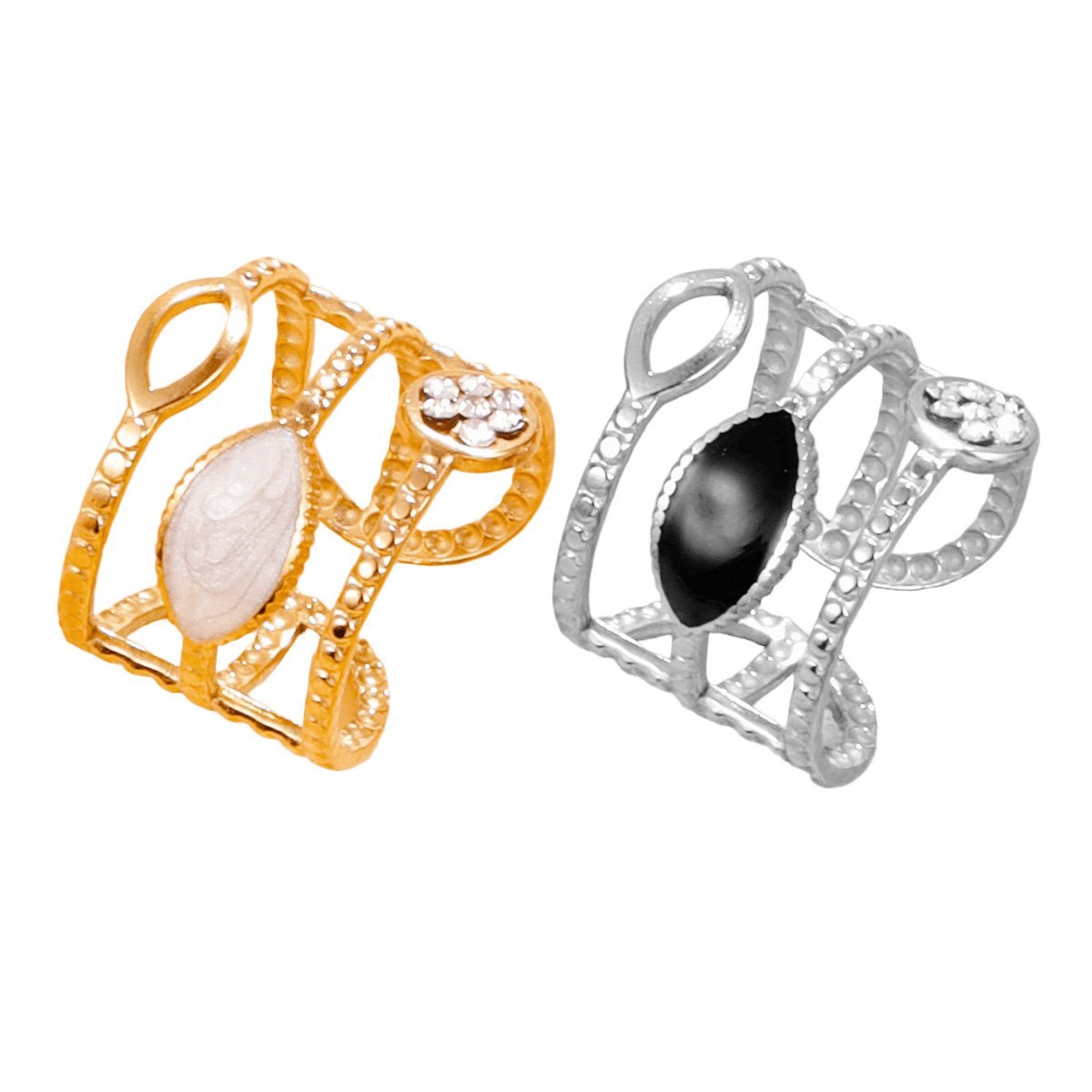 Triple Layer Statement Ring with Enamel & Zircon