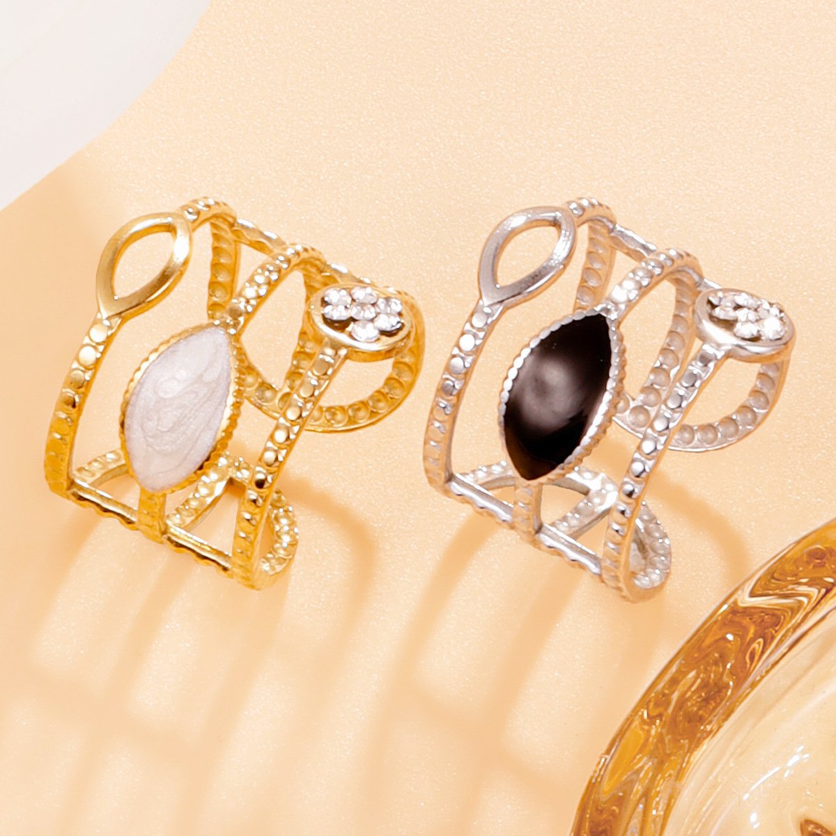 Triple Layer Statement Ring with Enamel & Zircon - Image 4