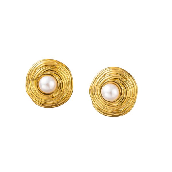 Wire Nest Pearl Stud Earrings