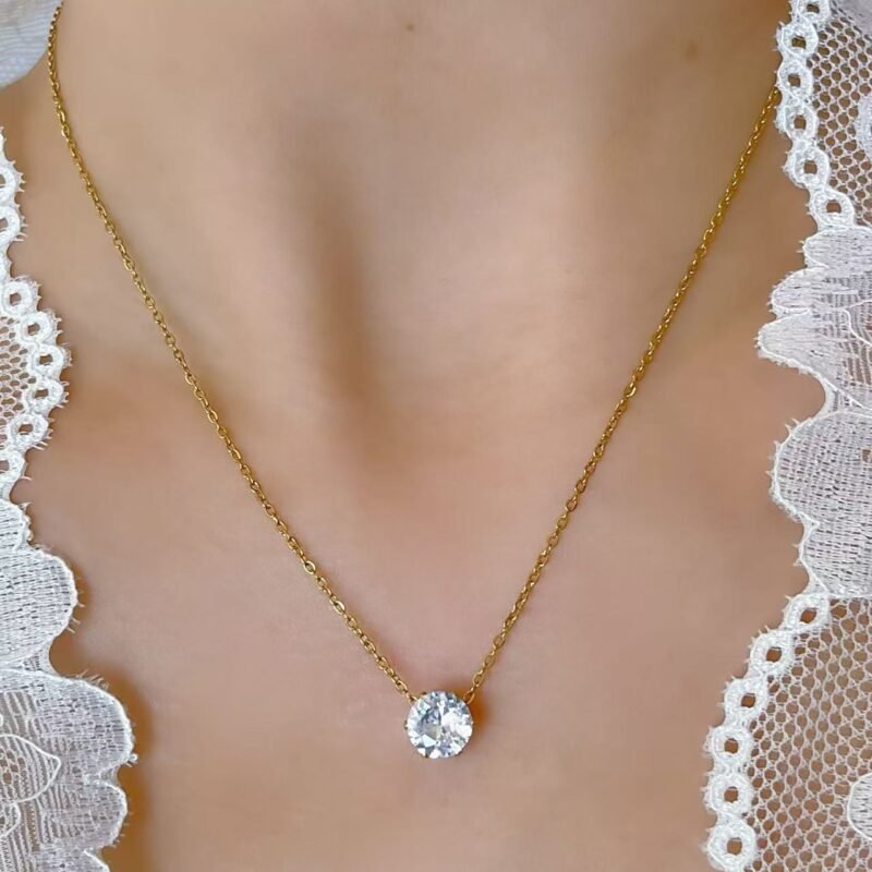 2 Carat Floating Solitaire Zircon Necklace